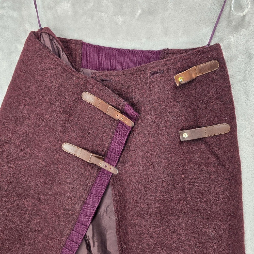 Philosophy Wrap Skirt Women 2 Burgundy Virgin Wool Equestrian Academia Preppy - Picture 3 of 16